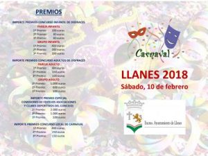Carnavales en Llanes 2018. Díptico y premios